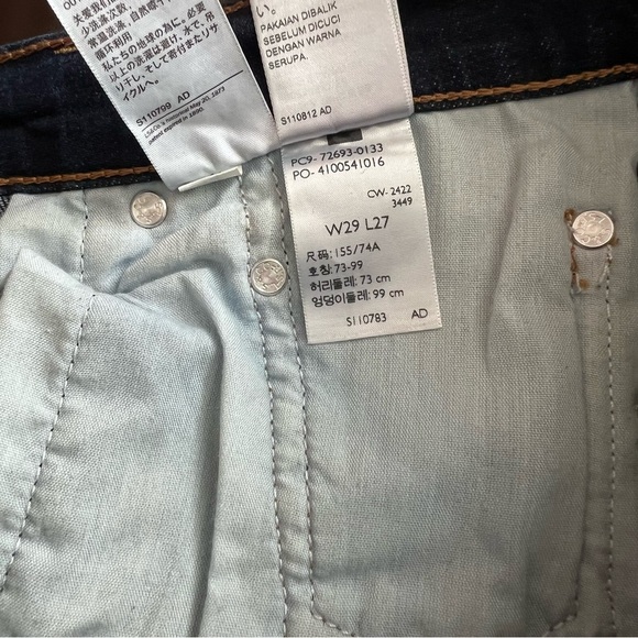 Levis Ribcage Straight Ankle Dark Wash Distressed Jeans Size 29 - Picture 10 of 10